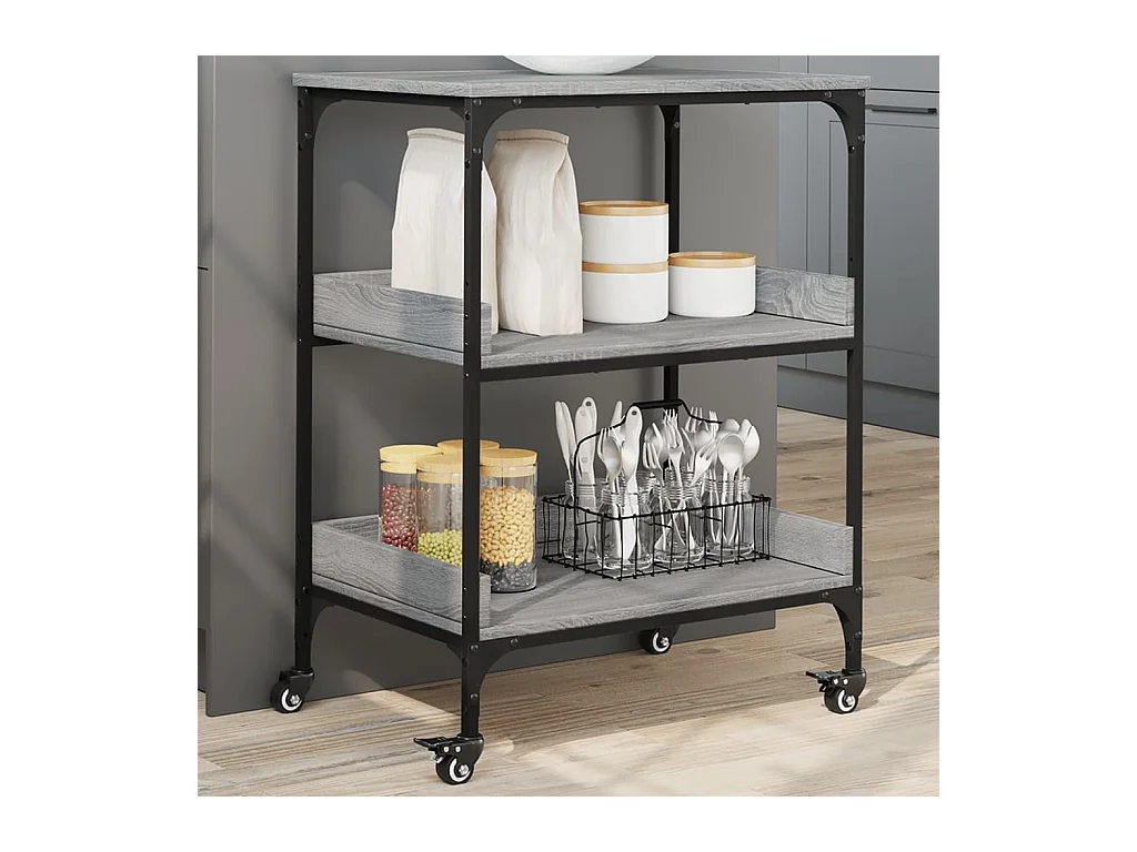 Chariot de cuisine sonoma gris 60x41x80,5 cm bois d'ingénierie