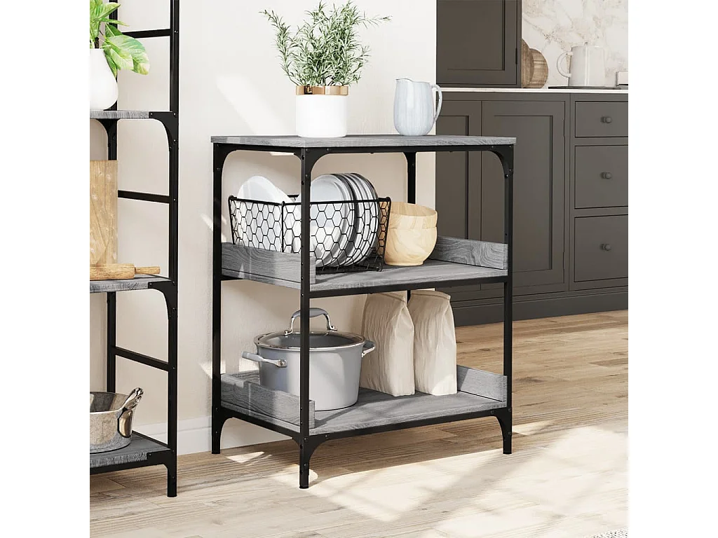 Carrello da Cucina Grigio Sonoma 60x41x80,5cm Legno Multistrato