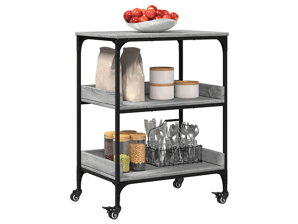 Carrello da Cucina Grigio Sonoma 60x41x80,5cm Legno Multistrato