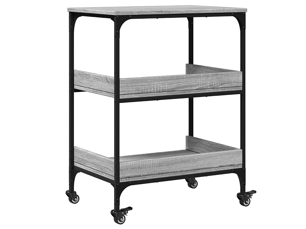 Carrello da Cucina Grigio Sonoma 60x41x80,5cm Legno Multistrato