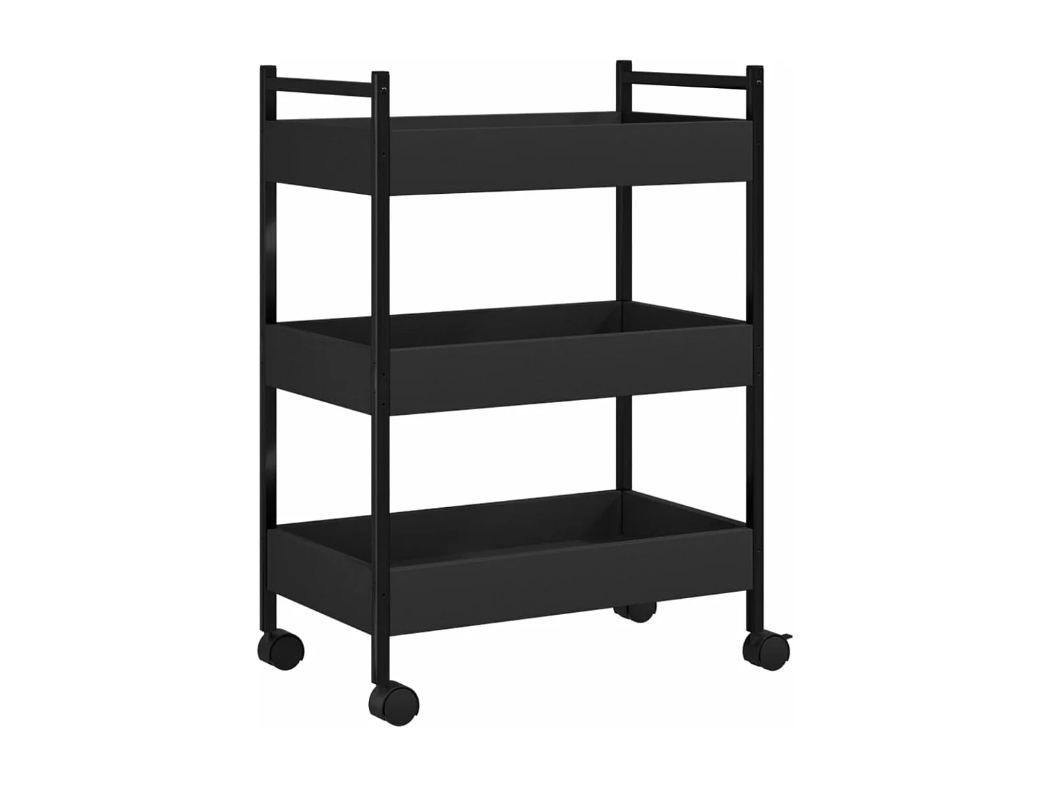 Chariot de cuisine noir 50x30x70 cm bois d'ingénierie