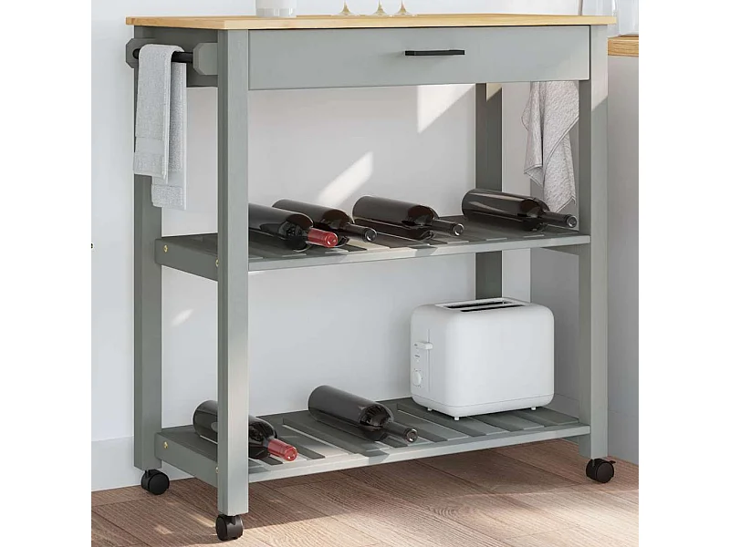 Chariot de cuisine MONZA 84x40x88,5 cm bois massif de pin