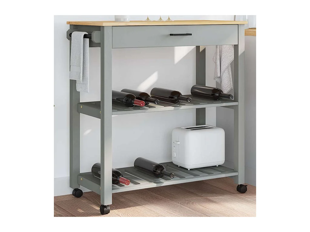 Chariot de cuisine MONZA 84x40x88,5 cm bois massif de pin