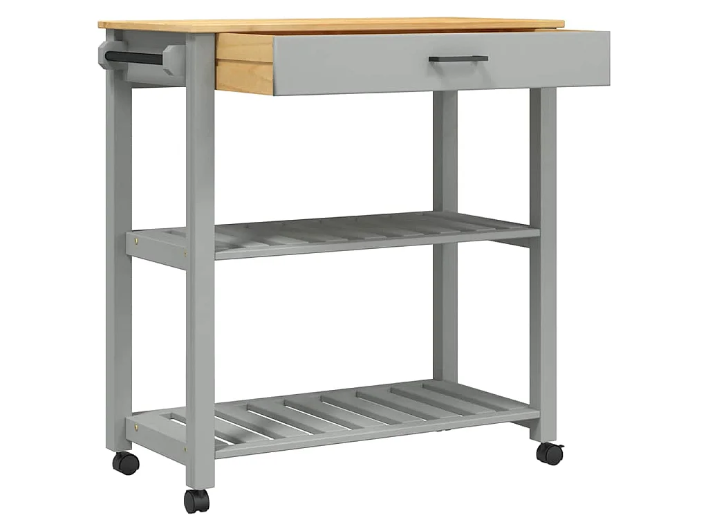 Carrello da Cucina MONZA 84x40x88,5 cm in Legno Massello di Pino