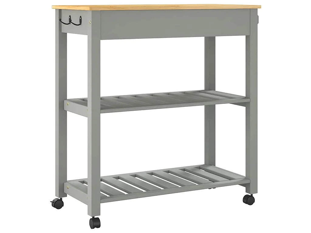 Carrello da Cucina MONZA 84x40x88,5 cm in Legno Massello di Pino