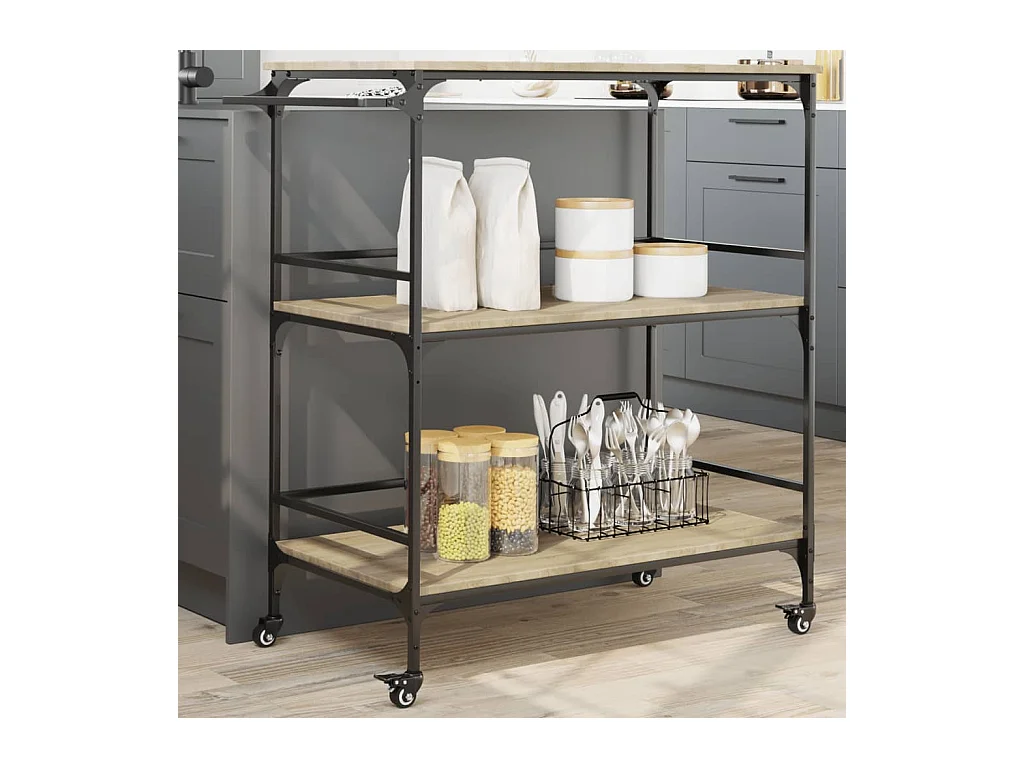 Chariot cuisine chêne sonoma 100,5x50x105 cm bois d'ingénierie