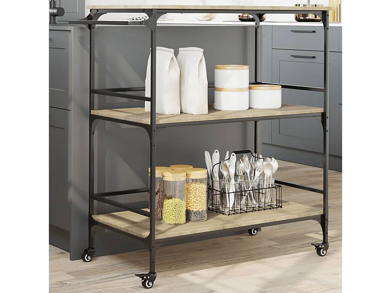 Chariot cuisine chêne sonoma 100,5x50x105 cm bois d'ingénierie