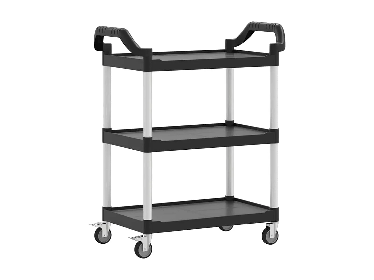 Chariot à 3 niveaux noir 81x41x92 cm aluminium