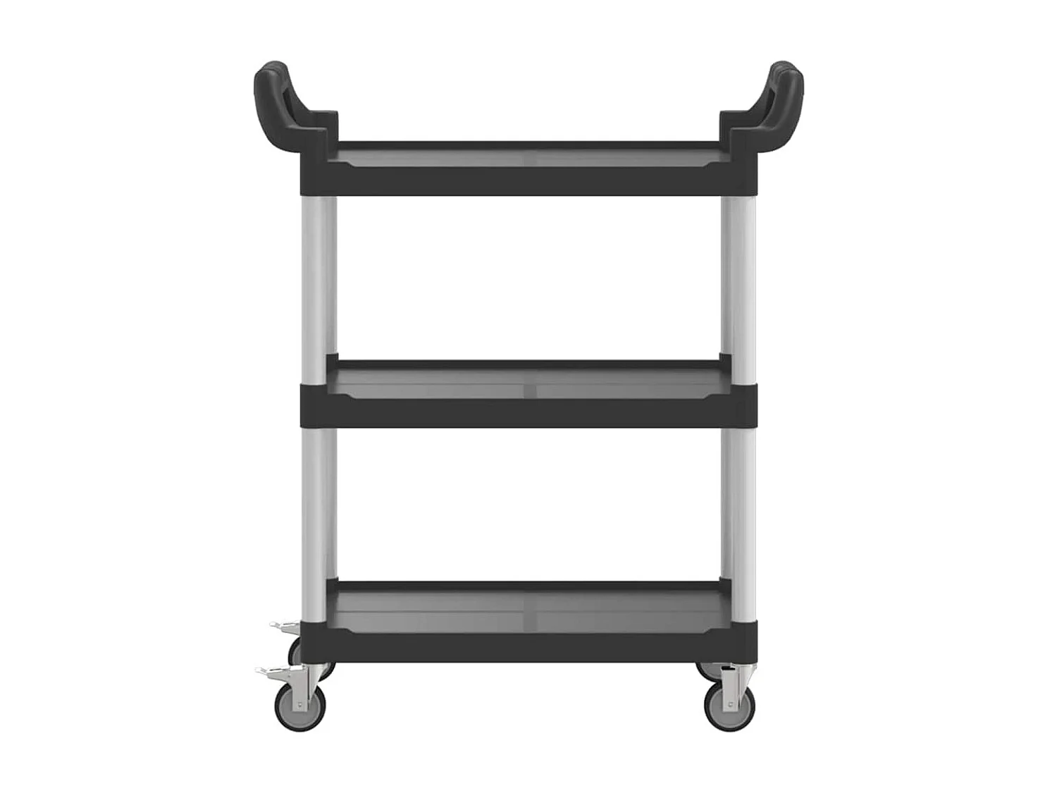 Chariot à 3 niveaux noir 81x41x92 cm aluminium