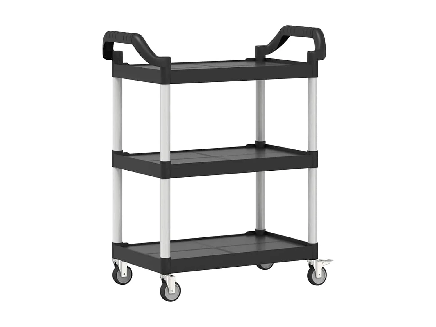 Chariot à 3 niveaux noir 81x41x92 cm aluminium