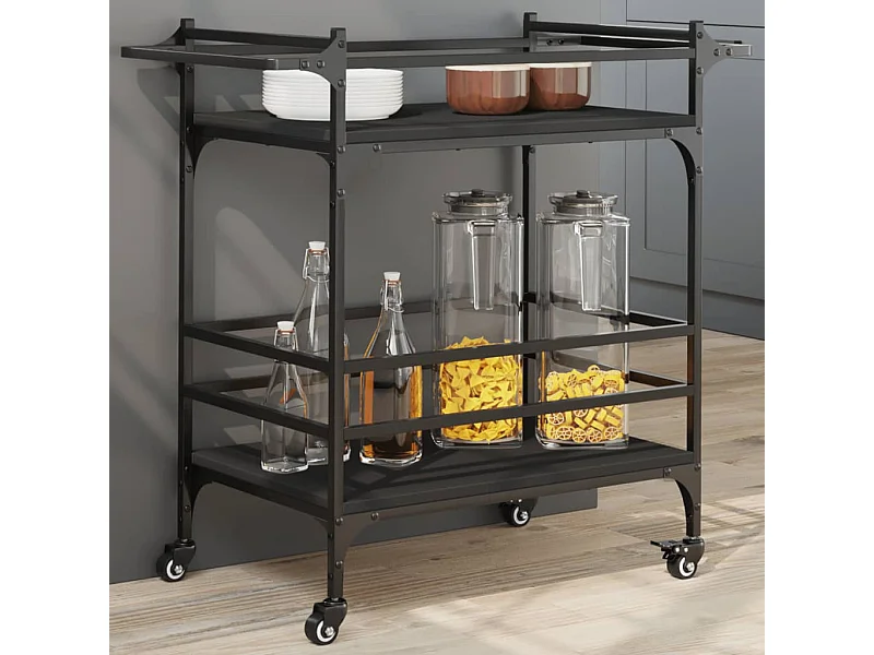 Carrinho de cozinha 82x40x78,5 cm derivados de madeira preto