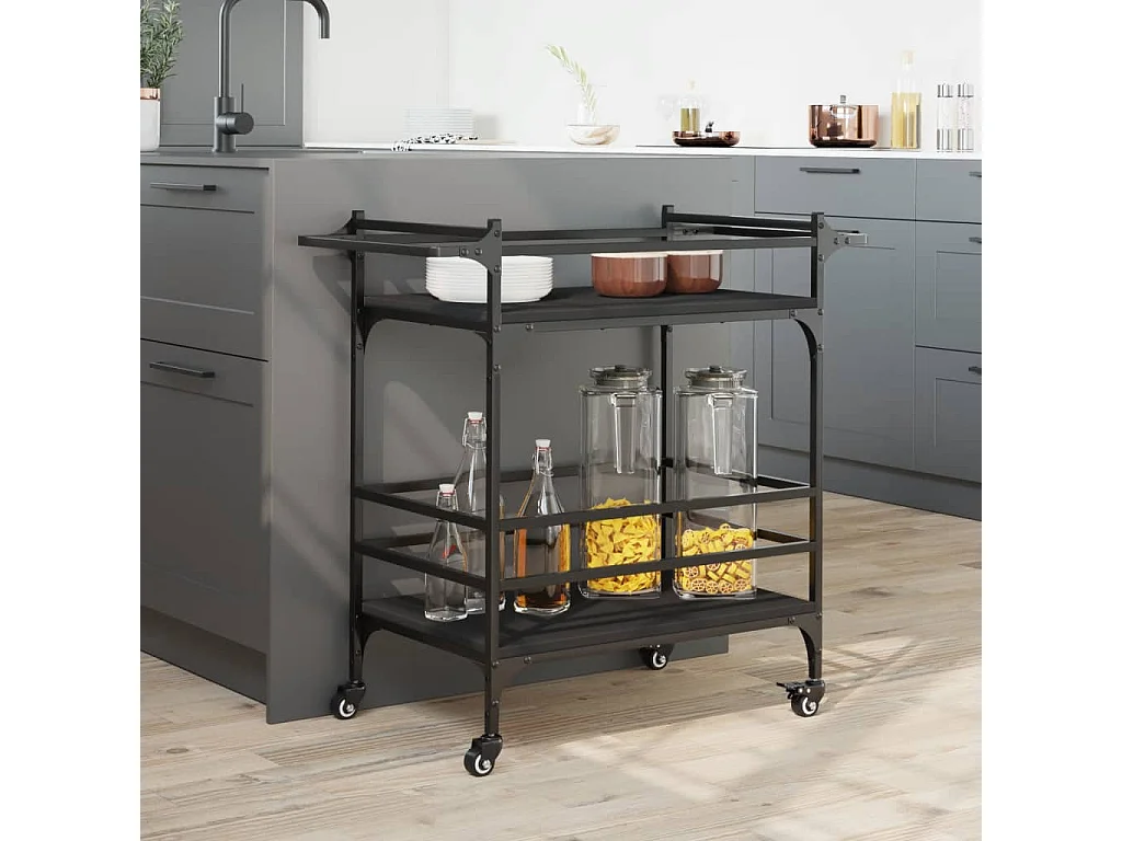 Küchenwagen Schwarz 82x40x78,5 cm Holzwerkstoff