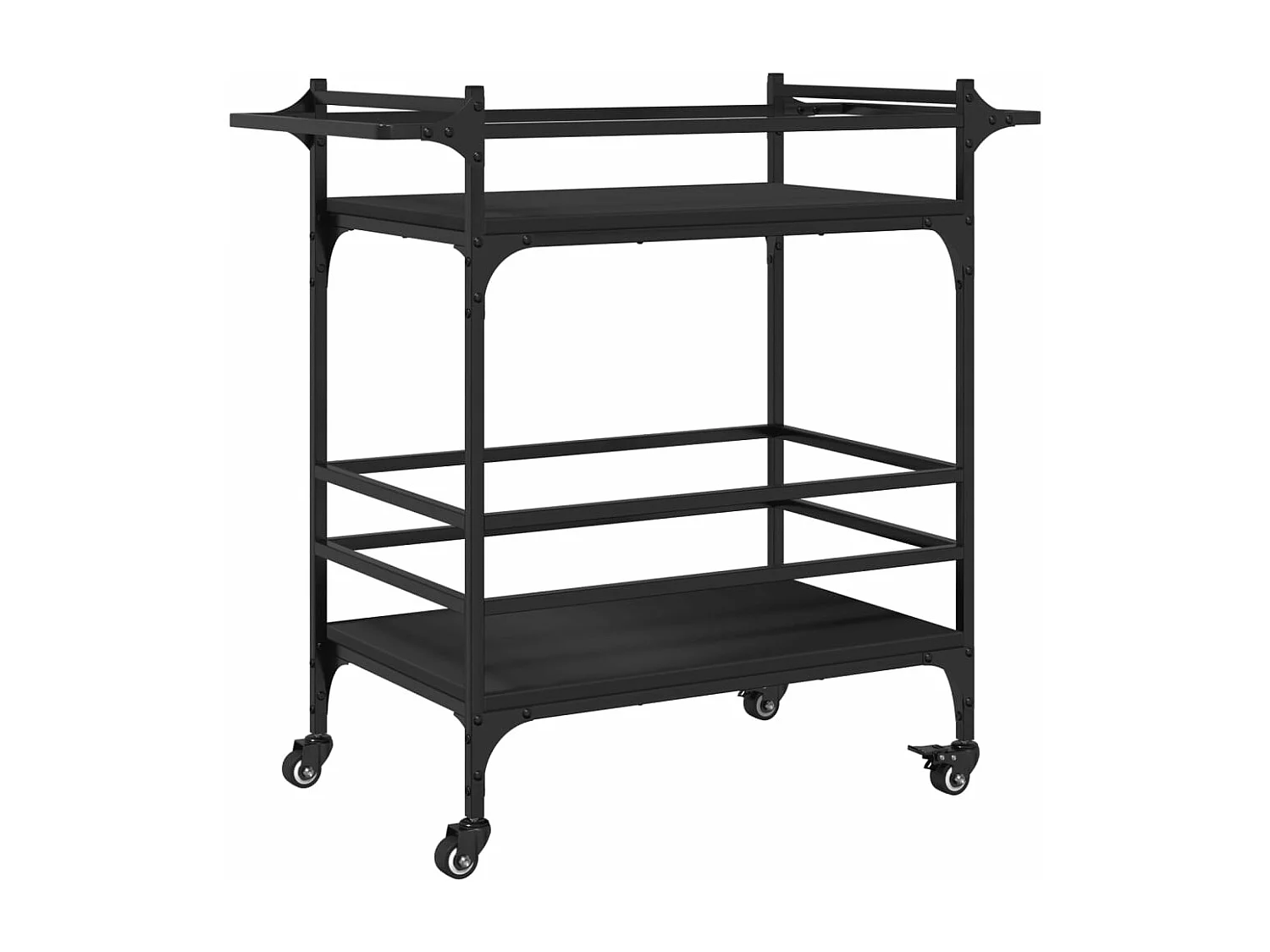 Chariot de cuisine noir 82x40x78,5 cm bois d'ingénierie