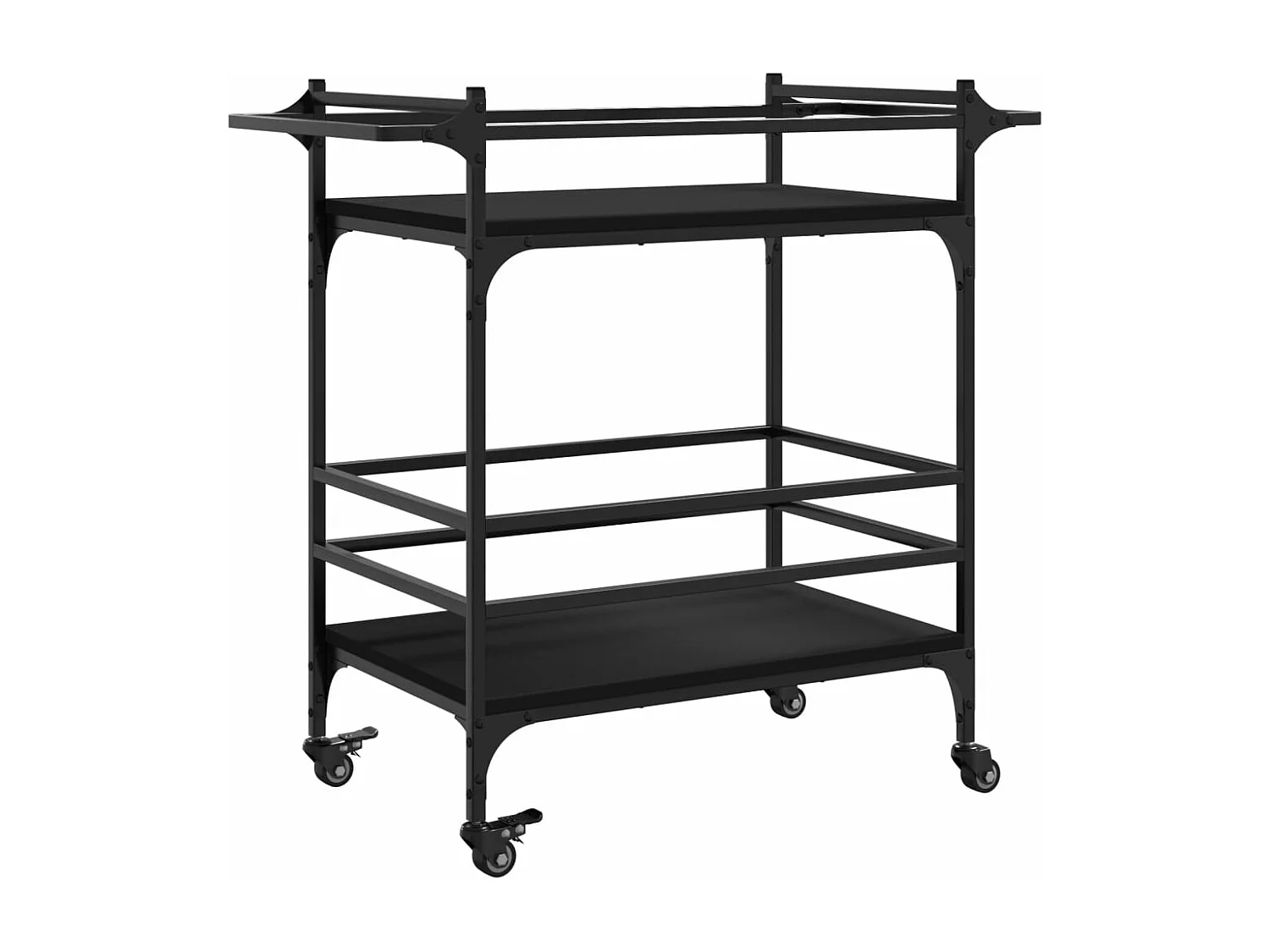 Chariot de cuisine noir 82x40x78,5 cm bois d'ingénierie