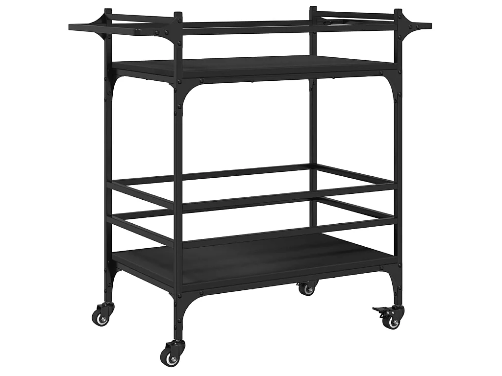 Chariot de cuisine noir 82x40x78,5 cm bois d'ingénierie