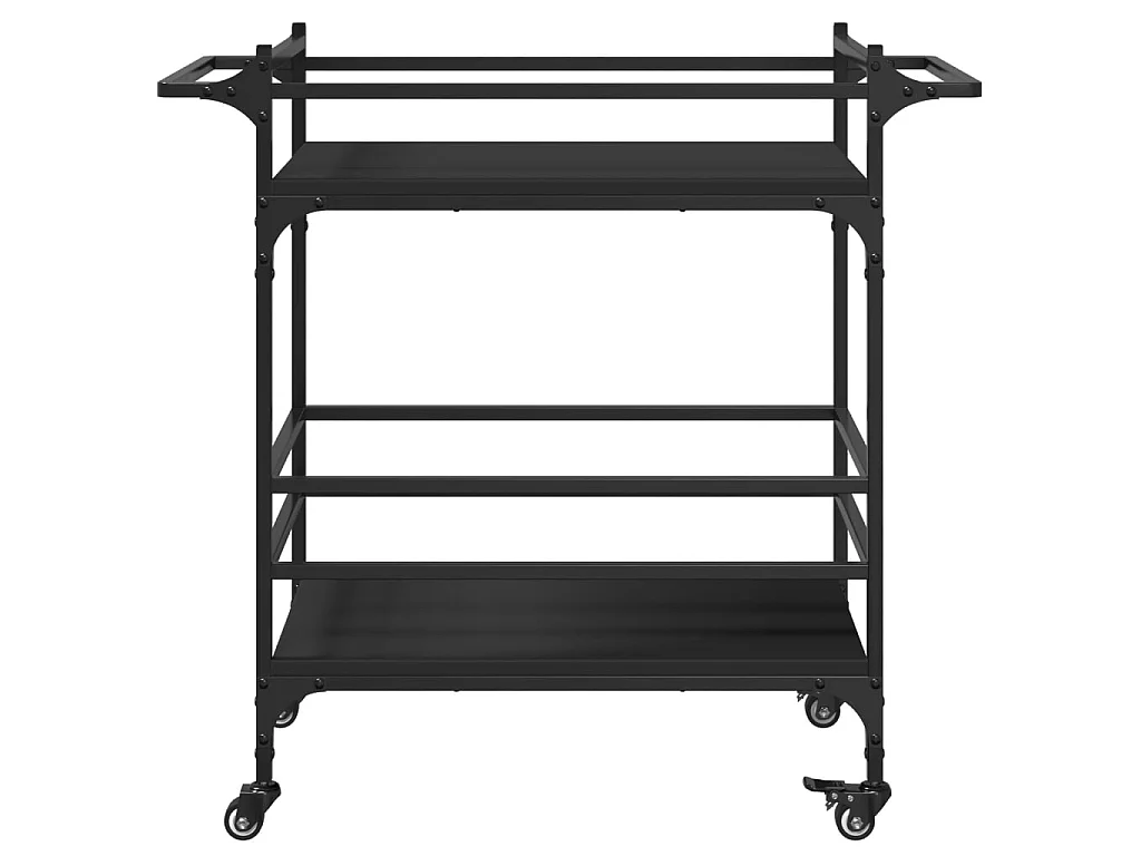 Chariot de cuisine noir 82x40x78,5 cm bois d'ingénierie