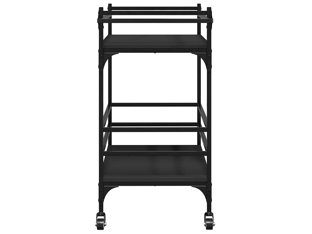 Chariot de cuisine noir 82x40x78,5 cm bois d'ingénierie