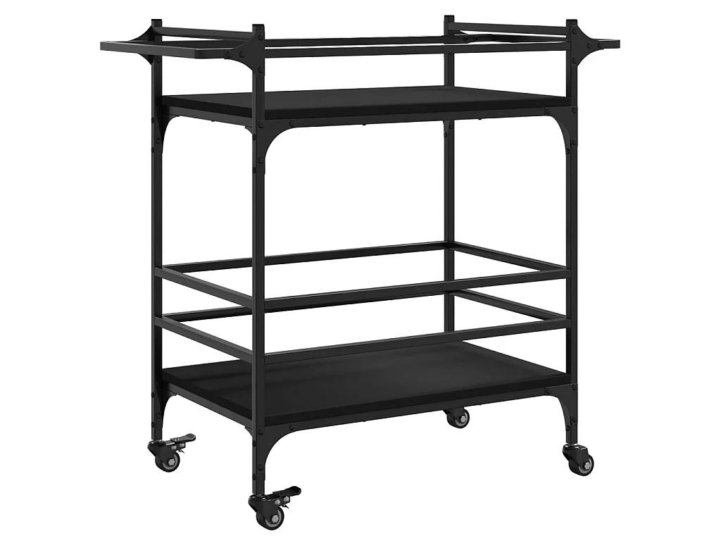 Chariot de cuisine noir 82x40x78,5 cm bois d'ingénierie