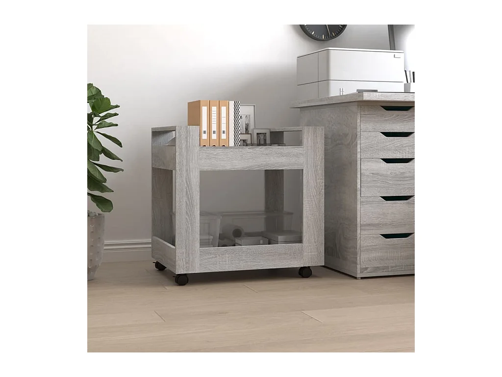Chariot de bureau Sonoma gris 60x45x60 cm Bois d'ingénierie