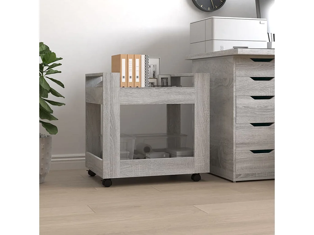 Chariot de bureau Sonoma gris 60x45x60 cm Bois d'ingénierie