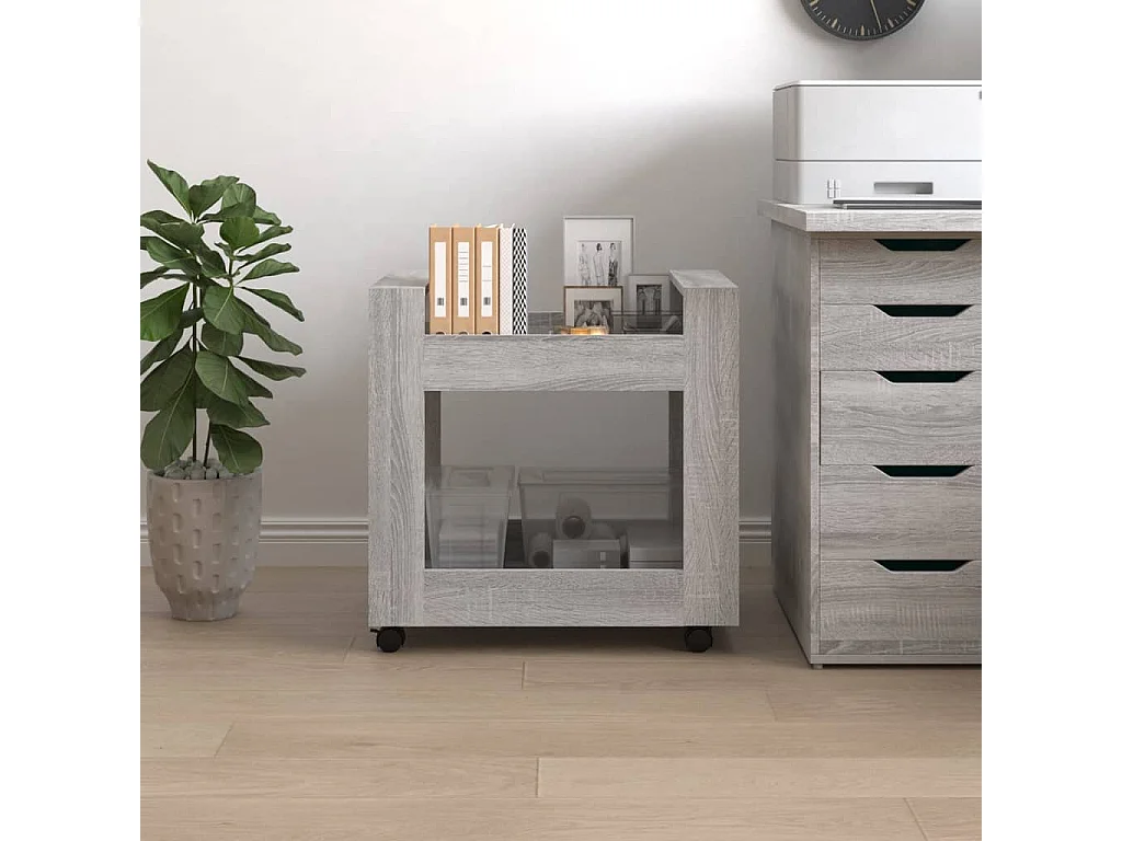 Chariot de bureau Sonoma gris 60x45x60 cm Bois d'ingénierie