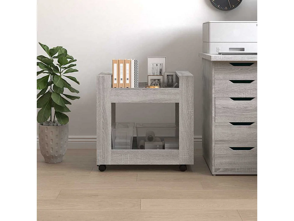 Chariot de bureau Sonoma gris 60x45x60 cm Bois d'ingénierie