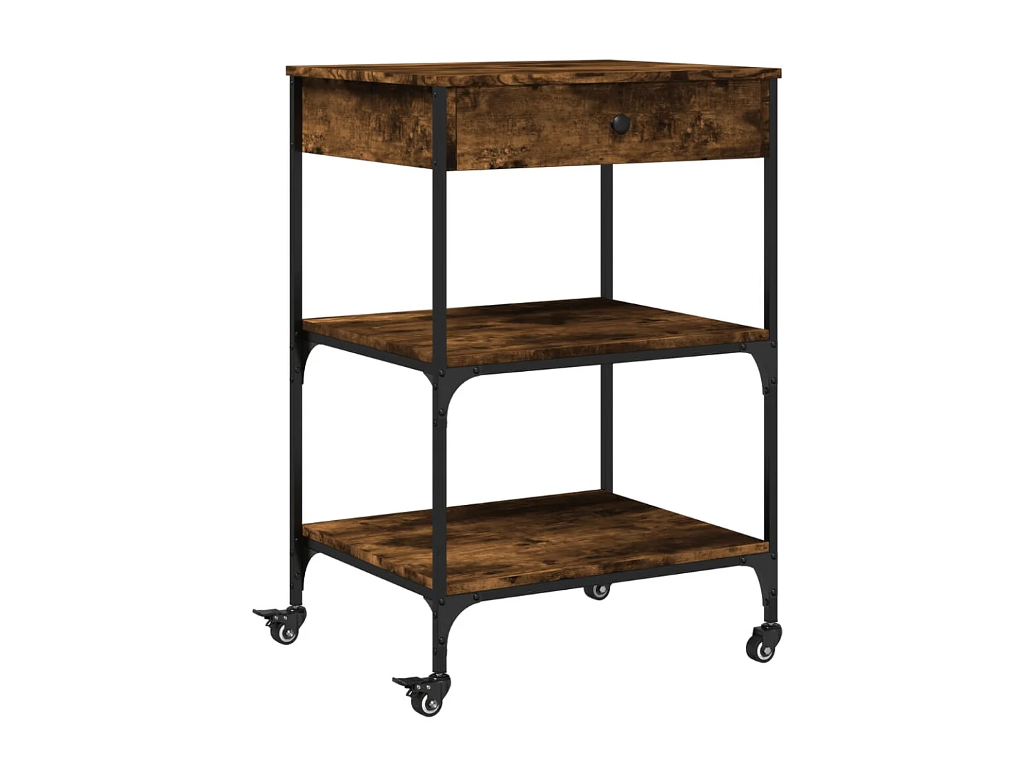 Chariot de cuisine chêne fumé 60x48x89,5 cm bois d'ingénierie