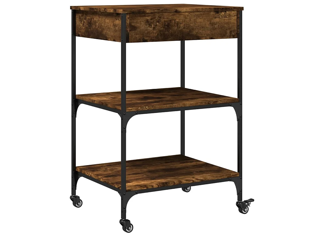 Carrito de cocina madera ingeniería roble ahumado 60x48x89,5 cm