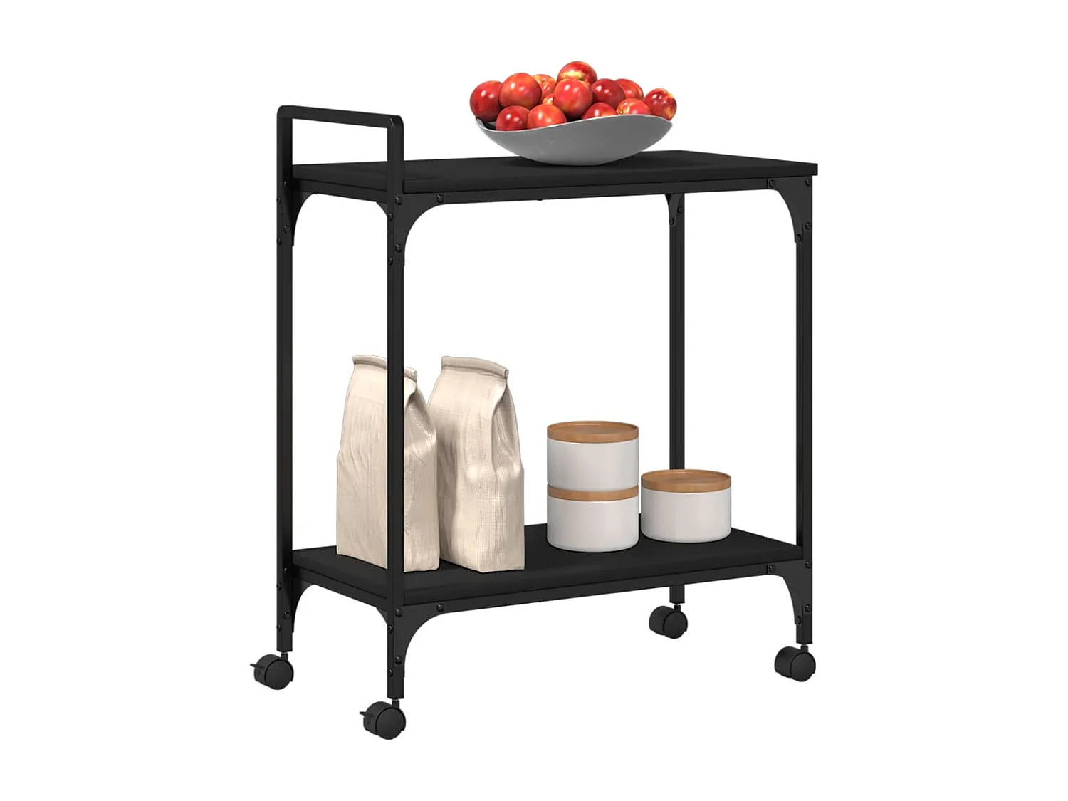 Chariot de cuisine noir 60,5x31x72,5 cm bois d'ingénierie