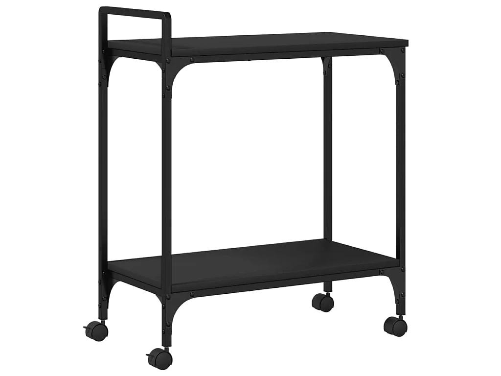 Chariot de cuisine noir 60,5x31x72,5 cm bois d'ingénierie