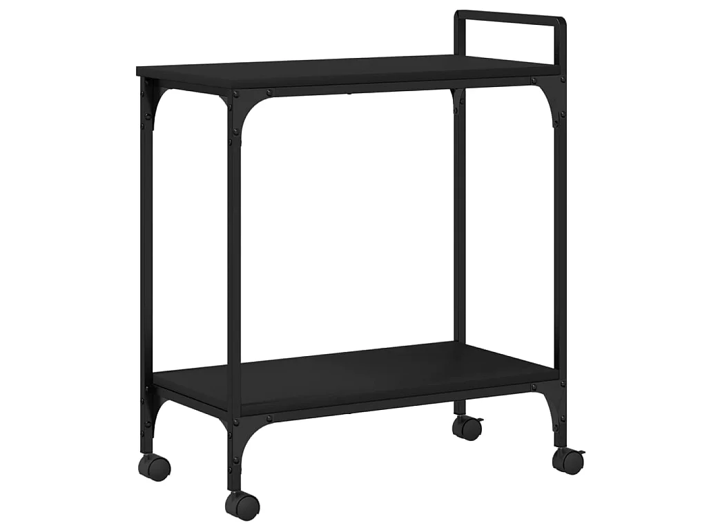 Chariot de cuisine noir 60,5x31x72,5 cm bois d'ingénierie