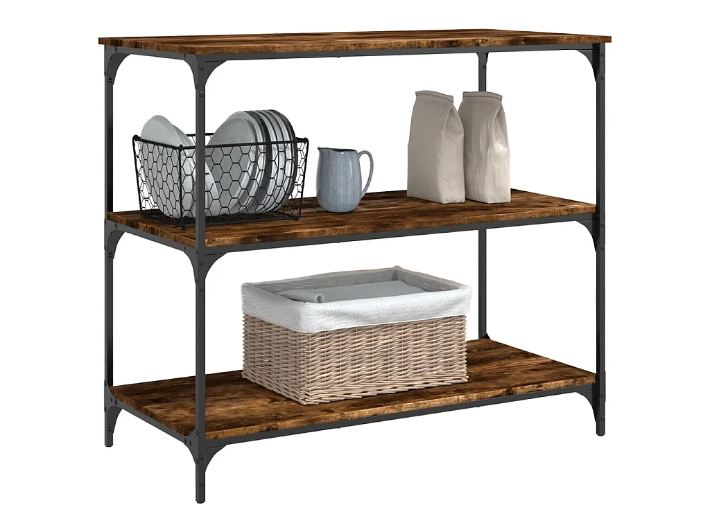 Carrello da Cucina Rovere Fumo 102x50x95 cm Legno Multistrato