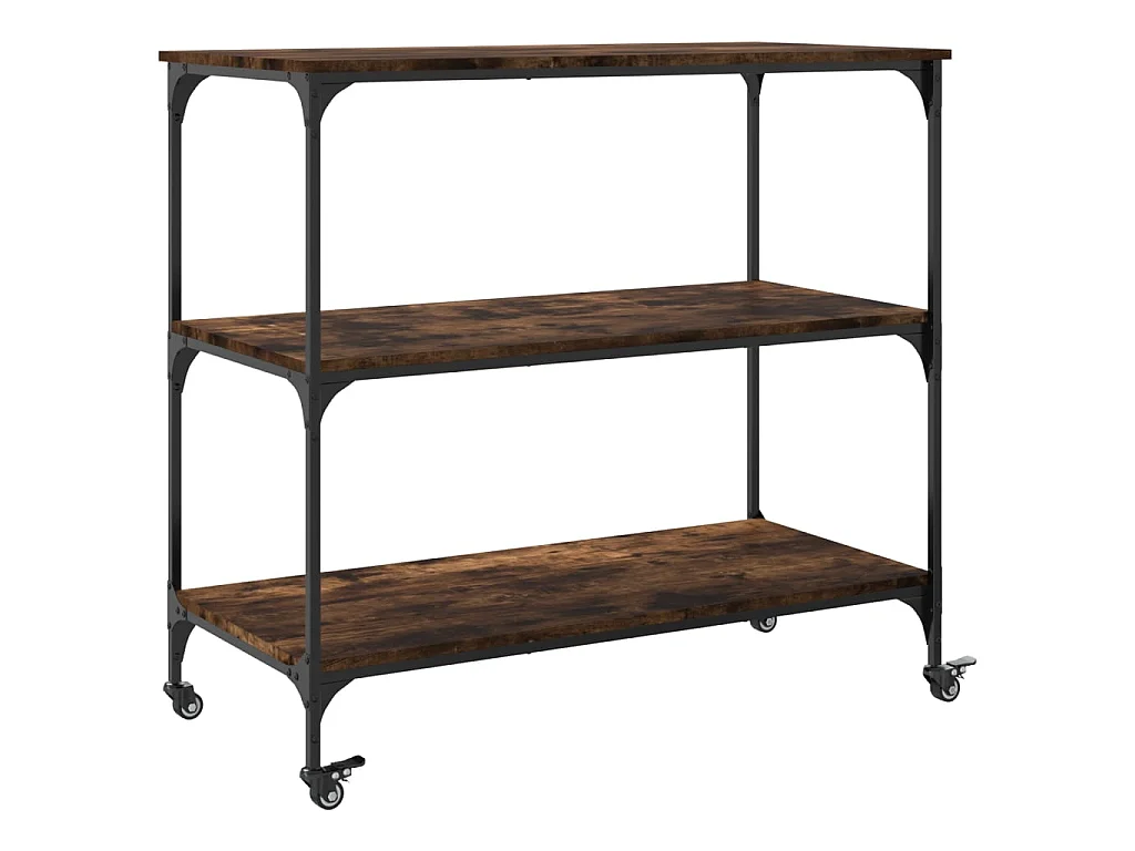 Carrello da Cucina Rovere Fumo 102x50x95 cm Legno Multistrato