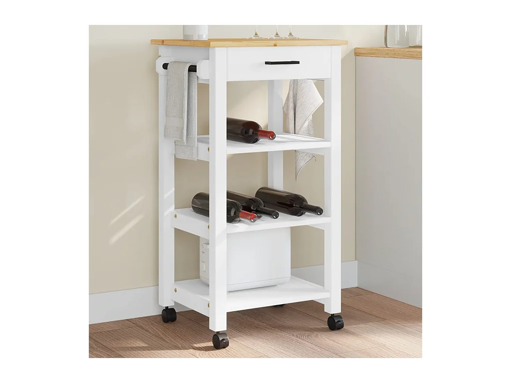 Carrito de cocina MONZA madera maciza de pino 48x40x90 cm