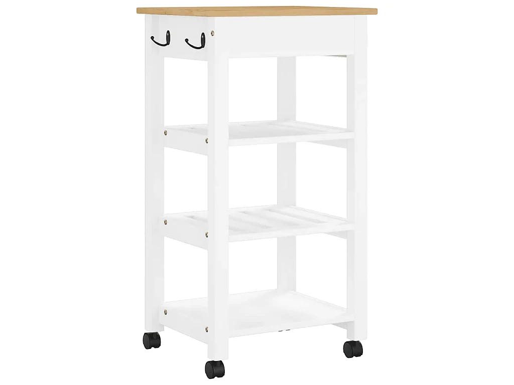 Chariot de cuisine MONZA 48x40x88,5 cm bois massif de pin