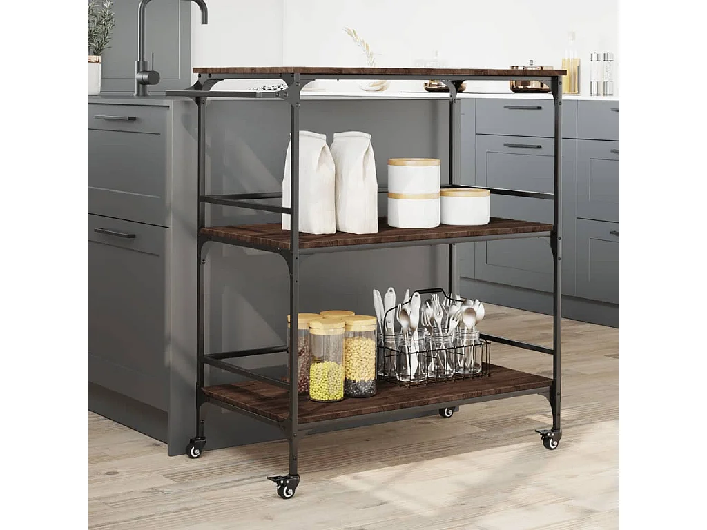 Küchenwagen Braun Eichen-Optik 100,5x50x105 cm Holzwerkstoff