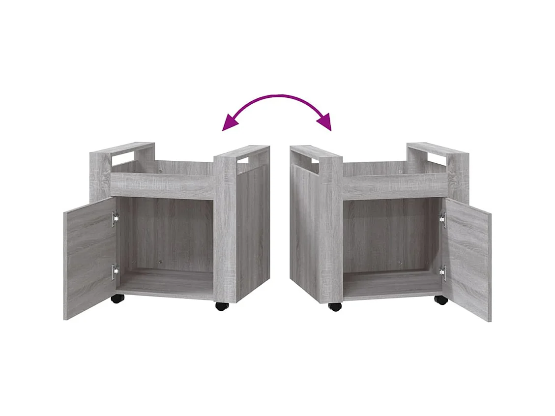 Chariot de bureau Sonoma gris 60x45x60 cm Bois d'ingénierie