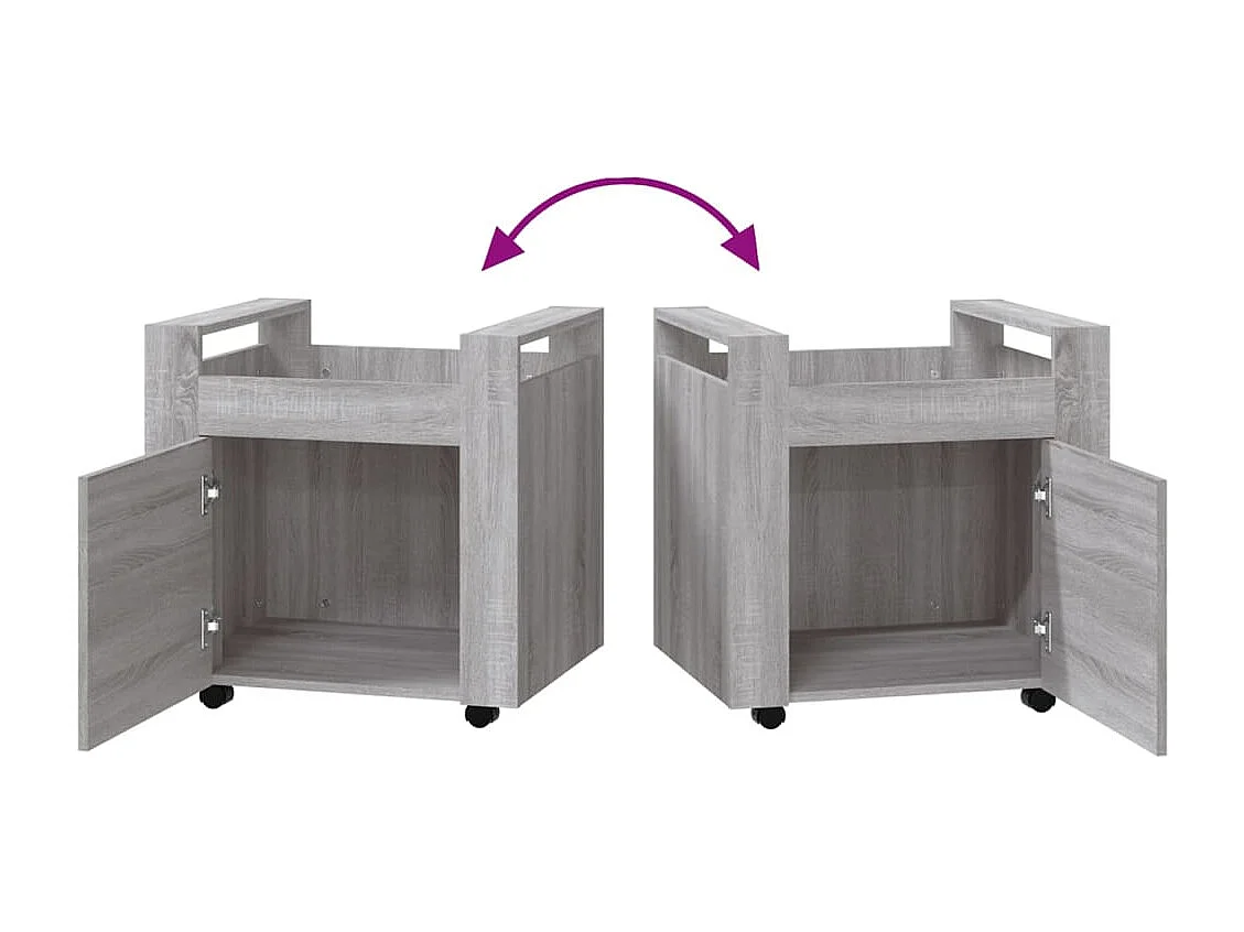 Carrito de escritorio contrachapada gris Sonoma 60x45x60 cm