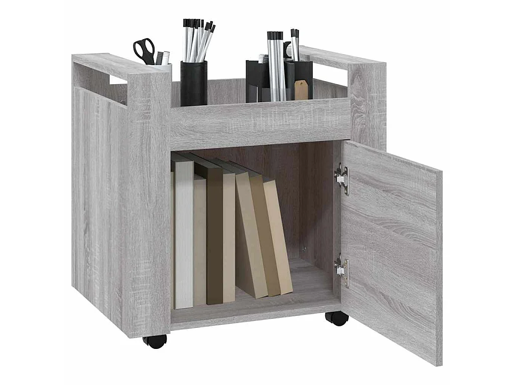 Chariot de bureau Sonoma gris 60x45x60 cm Bois d'ingénierie