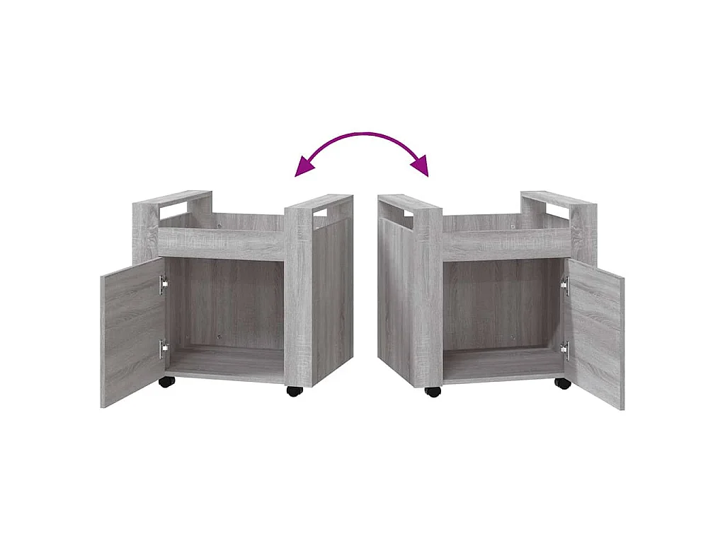Chariot de bureau Sonoma gris 60x45x60 cm Bois d'ingénierie