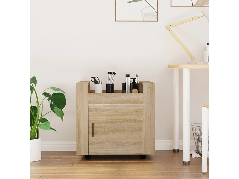 Chariot de bureau Chêne sonoma 60x45x60 cm Bois d'ingénierie