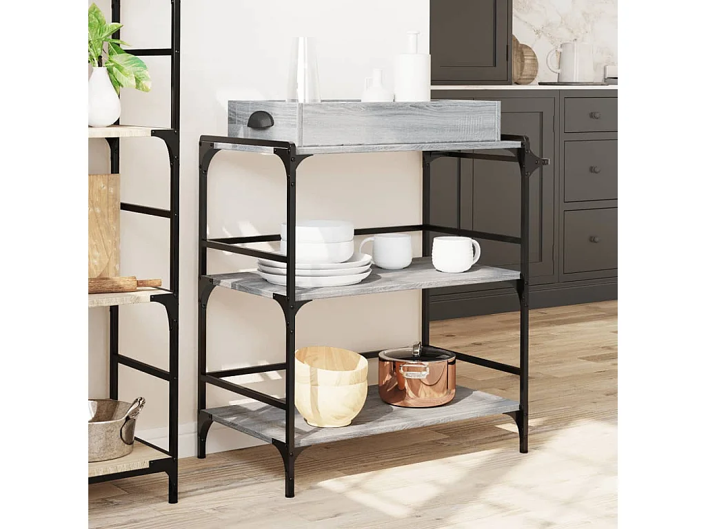 Chariot de cuisine sonoma gris 81,5x41x92,5cm bois d'ingénierie