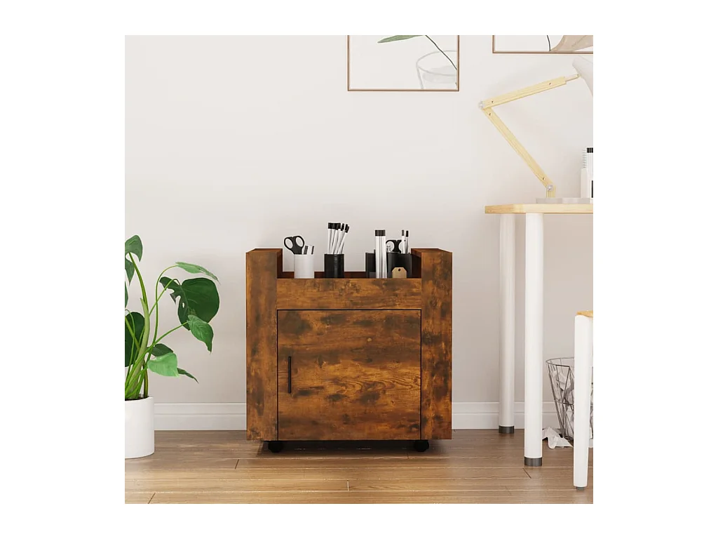 Chariot de bureau Chêne fumé 60x45x60 cm Bois d'ingénierie