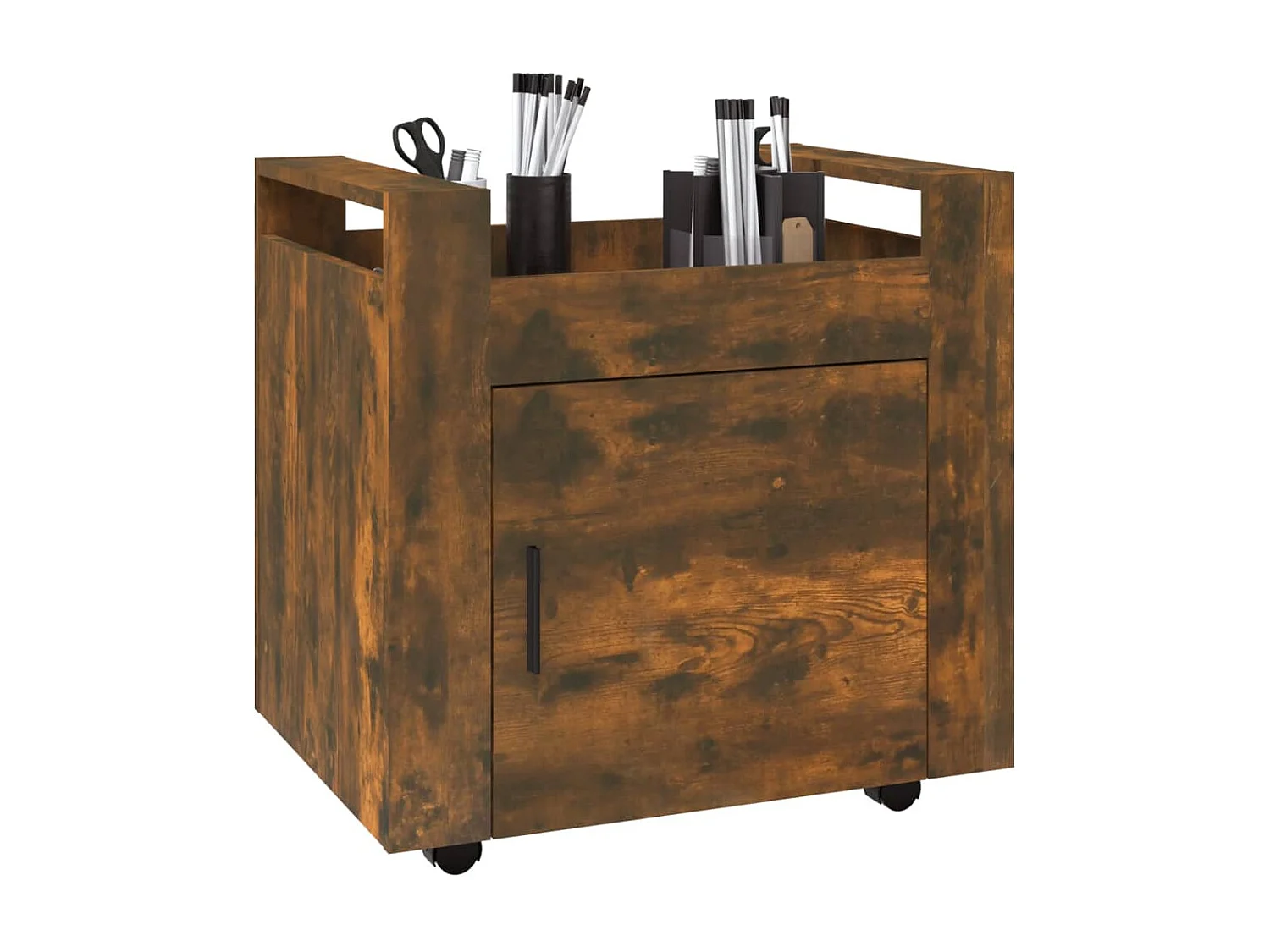 Chariot de bureau Chêne fumé 60x45x60 cm Bois d'ingénierie