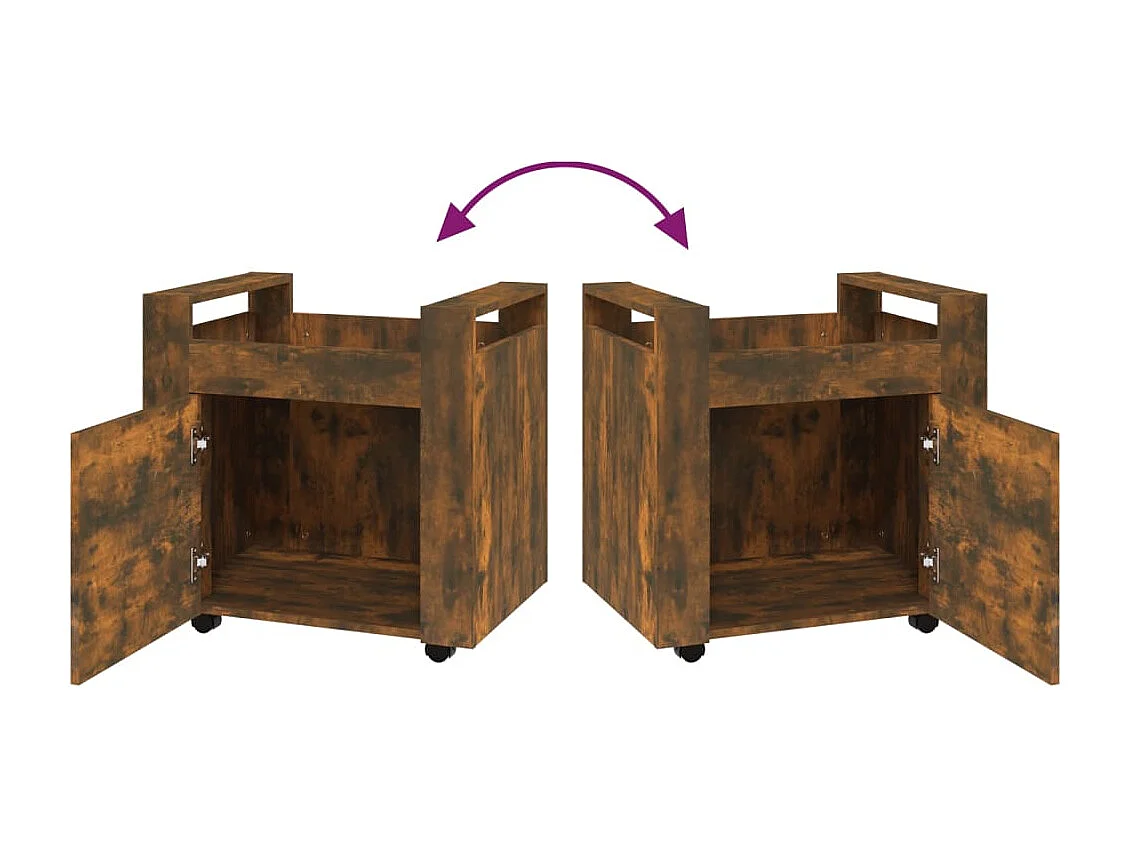 Chariot de bureau Chêne fumé 60x45x60 cm Bois d'ingénierie