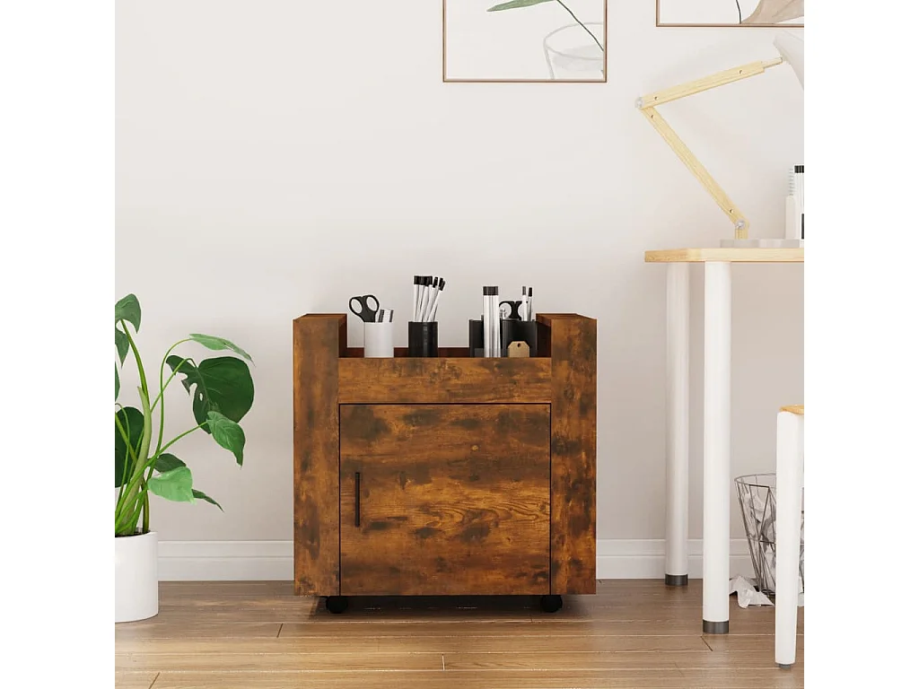 Chariot de bureau Chêne fumé 60x45x60 cm Bois d'ingénierie