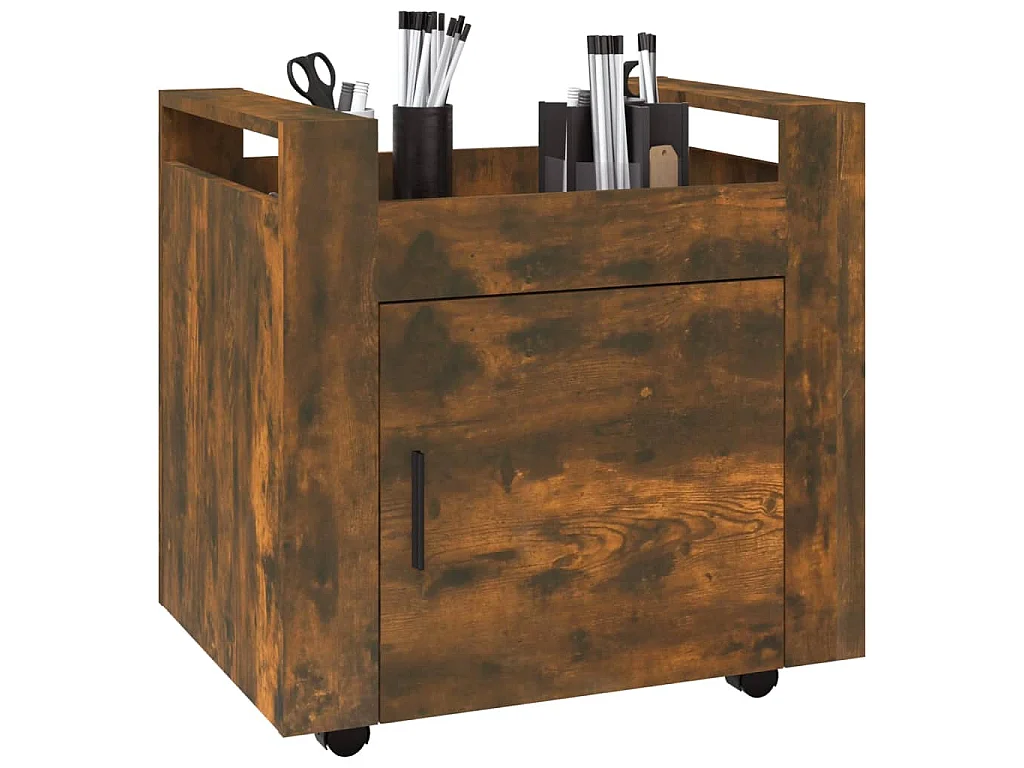Chariot de bureau Chêne fumé 60x45x60 cm Bois d'ingénierie