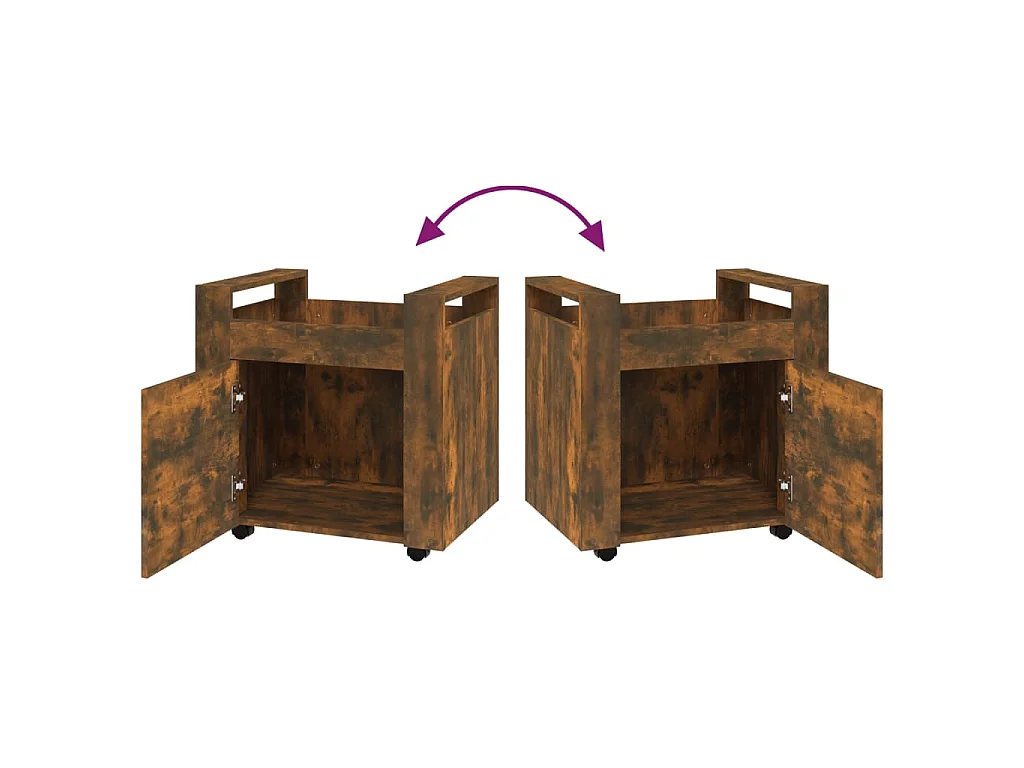 Chariot de bureau Chêne fumé 60x45x60 cm Bois d'ingénierie