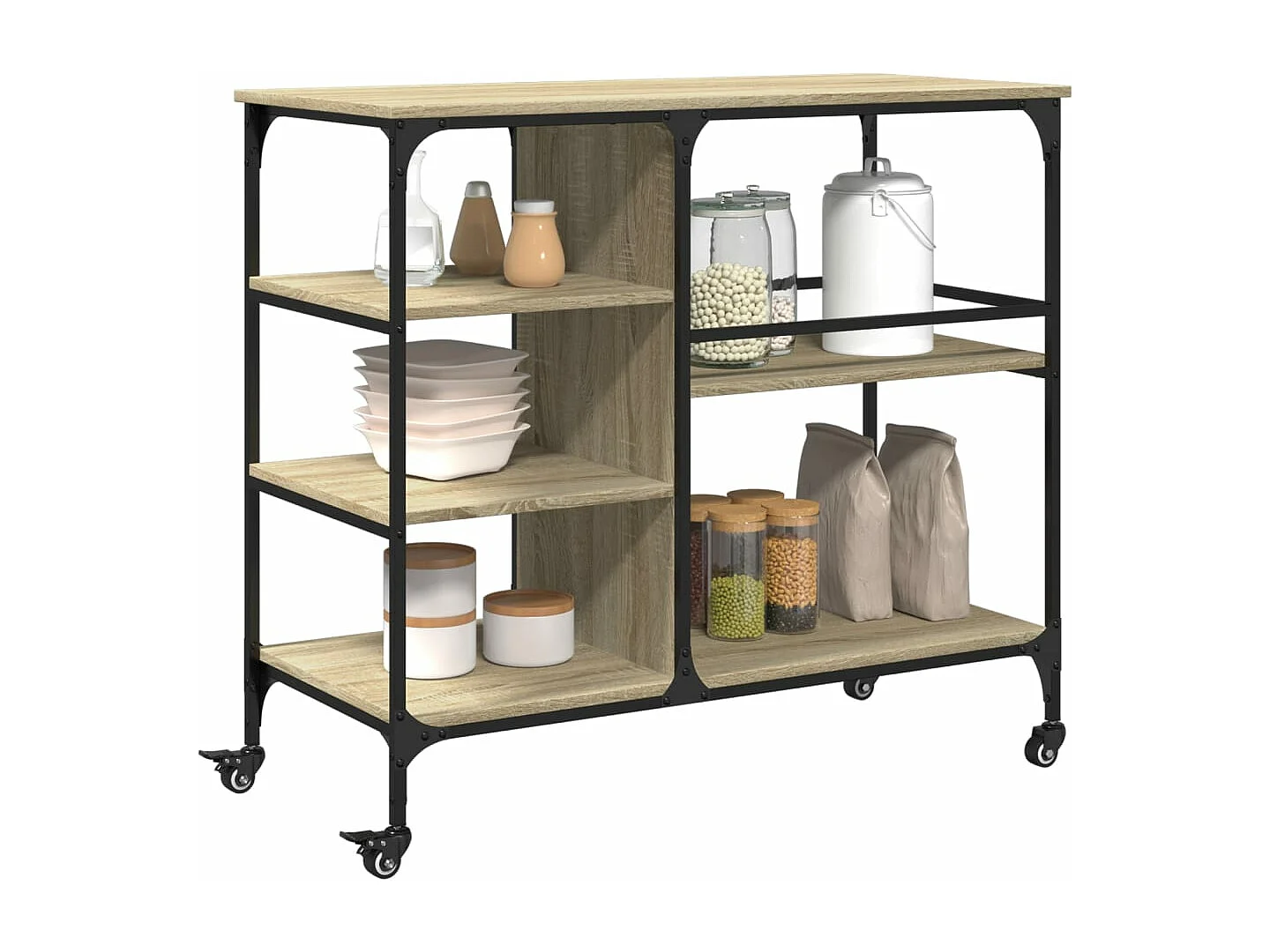 Chariot de cuisine chêne sonoma 100x45x89,5cm bois d'ingénierie