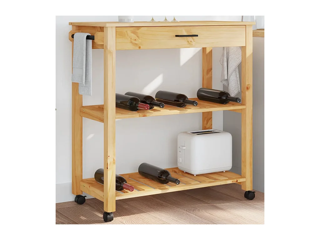 Carrito de cocina MONZA madera maciza de pino 84x40x90 cm